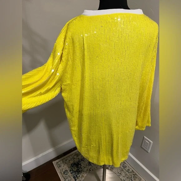 FASHION NOVA/FANCY DREAM Sequined Yellow Mini Dress "All You Need Is Love" 💛 - Picture 10 of 15